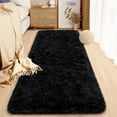 thumbnail image 6 of Luxury Fluffy Area Rug Runner Modern Shag Rugs for Bedroom Living Room, Super Soft and Comfy Carpet, Cute Carpets for Kids Nursery Girls Home, 2x6 Feet Black, 6 of 9