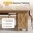thumbnail image 2 of Tribesigns 63" Farmhouse Dining Table with Storage, Rectangular Wooden Dinner Table, Fit for 2-4 People, Rustic Brown, 2 of 8