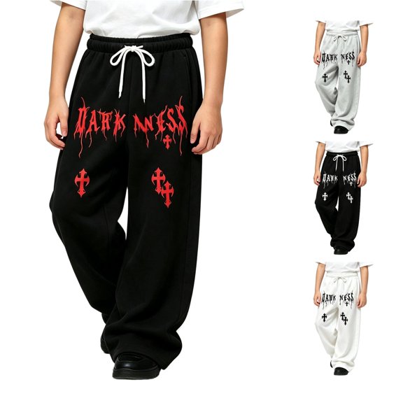 WERYOUNG Boys Pants Elastic Drawstring Waist Wide Leg Trousers Toddler Kids Soft Back To School Pants 4-5 Years