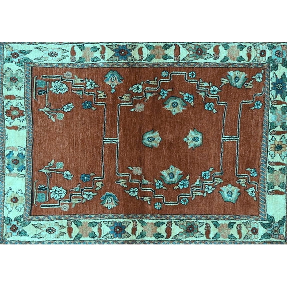 Ahgly Company Indoor Rectangle Persian Light Blue Traditional Area Rugs, 4' x 6'