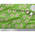 thumbnail image 3 of Soimoi Green Rayon Fabric Leaves & Daffodil Floral Printed Fabric 1 Yard 56 Inch Wide, 3 of 3