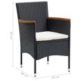thumbnail image 4 of vidaXL 7 Piece Garden Dining Set with Cushions Poly Rattan Black, 4 of 5