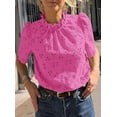 thumbnail image 3 of PRETTYGARDEN Summer Tops for Women Trendy Short Sleeve Eyelet Embroidered Dressy Casual Blouse Shirts, 3 of 8