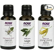 3-Pack Variety of NOW Essential Oils: Good Night Sleep- Neroli, Sage, Ylang Ylang