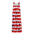 thumbnail image 5 of JULMCOMO 4th of July Jumpsuits for Women Independence Day Cotton Linen Patriotic Long Pants American Flag Sleeveless Wide Leg 1776 Overalls with Pockets Vermilion L, 5 of 6