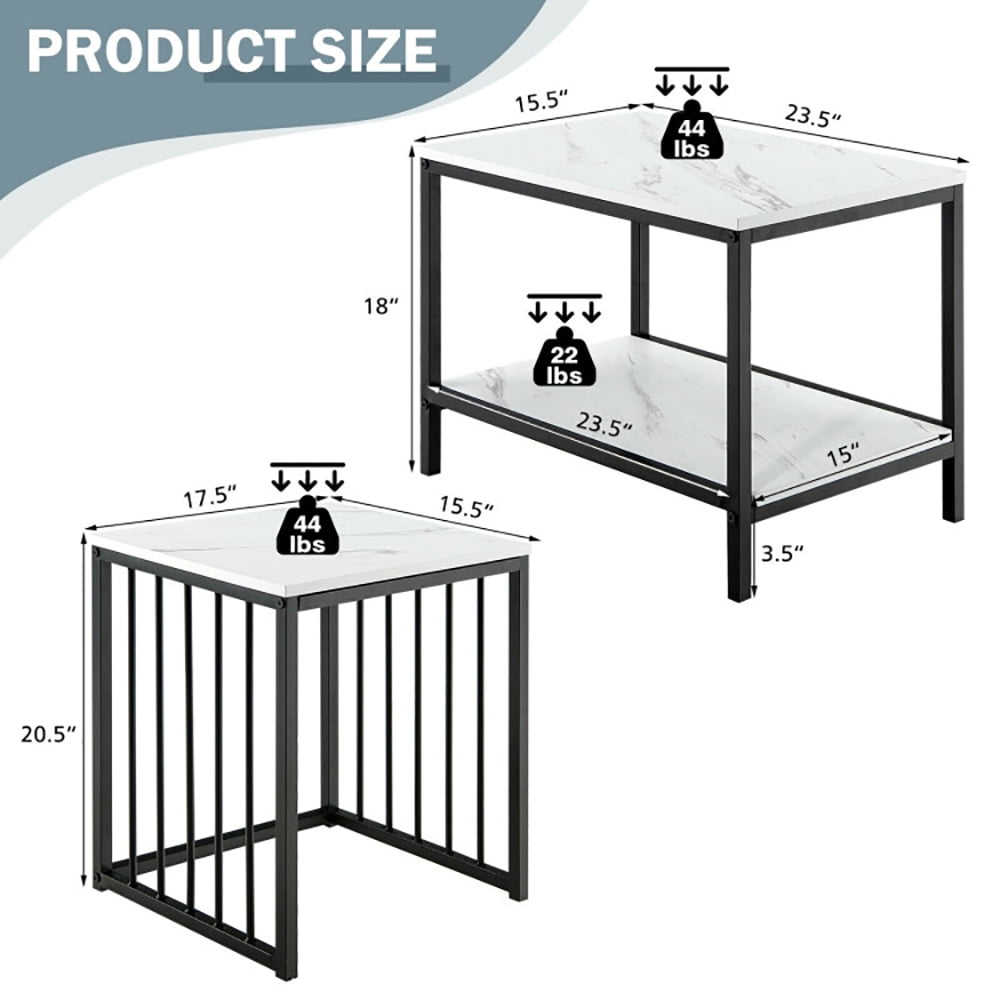 Finihen Rectangular Nesting Coffee Table, Modern Nesting Side Set, Set of 2 Nesting End Tables with Storage Shelf, for Living Room, Bedroom, Reception Room, White Finihen Rectangular Nesting Coffee Table, Modern Nesting Side Set, Set of 2 Nesting End Tables with Storage Shelf, for Living Room, Bedroom, Reception Room, White