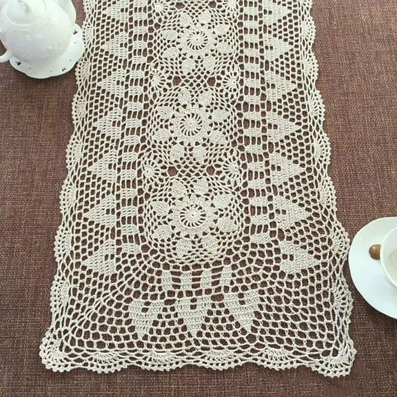 Handmade Crochet Cotton Table Runner Lace Doilies Doily Rectangle Dresser Scarves