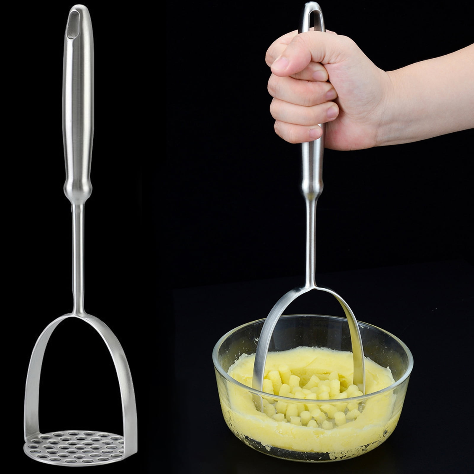 Honrane 304 Stainless Steel Potato Masher Long Handle Food Grade