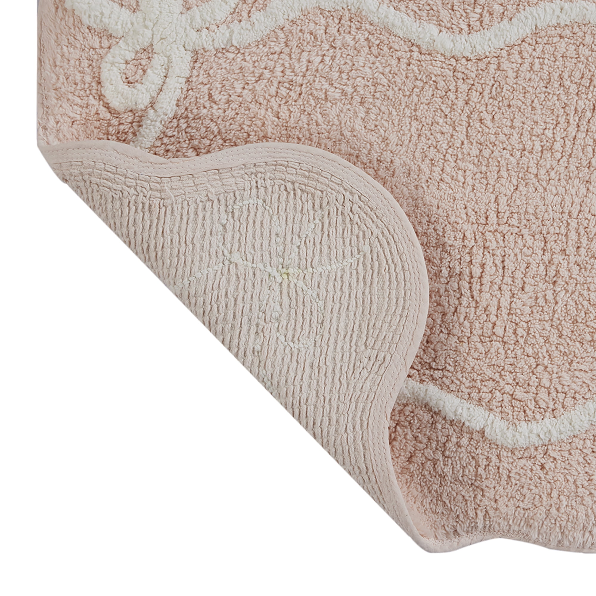 Tapis de bain Mainstays à nœud rose, rose et blanc, 100 % coton, 40 x 60 cm