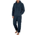 thumbnail image 2 of Timegard Mens Rompers Plus Size Winter Drawstring Hoodies Homewear Zip up Warm Comfy Jumpsuit with Pockets, 2 of 6