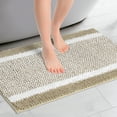 thumbnail image 2 of Unique Bargains Chenille Striped Bath Mats 2 Pcs Non-Slip Soft Plush Shaggy Bathroom Rugs  Khaki 16" x 24", 2 of 6