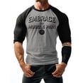 thumbnail image 2 of GYMISH RAGLAN Embrace Muscle Pain Workout Gym T-Shirt – Funny Gym Shirt for Men, Men's Fitness Tee, Bodybuilding & Weightlifting Apparel, 2 of 6