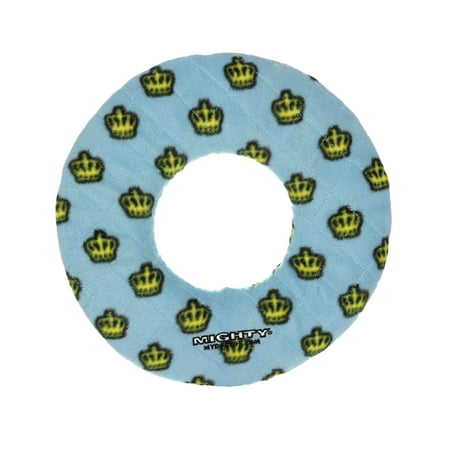 Mighty No Stuff Ring Blue Dog Toy, Squeaky Plastic Core