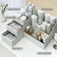 thumbnail image 3 of Makeup Organizer, Cosmetic Box Jewelry Storage Tray with Drawers, Office Organizer,Bathroom Counter Organizer and Skin Care Organizer with 2 Drawer 7 Compartment(White,11 x 6.7 x 5.11inch), 3 of 9