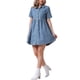 thumbnail image 4 of Vestido mini de mezclilla con cuello y botones de manga corta para mujer edición INSPIRE CHIC L azul claro, 4 of 6