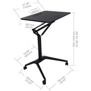 ApexDesk 28 Metal and Wood Mobile Pneumatic Laptop Rolling Desk in Black