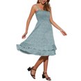 thumbnail image 4 of Vestido Floral INSPIRE CHIC para Mujer, Vestido Midi con Tirantes Espagueti y Volantes, Talla M Verde, 4 of 6