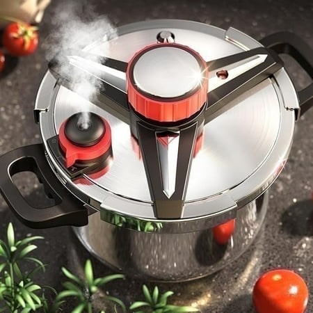 ZILODE 18/8 Stainless Steel Pressure Cooker 10 Quart Cook Pots 15 PSI, Food-Grade Olla De Presion [One Hand Operation Pressure Canner 10 QT] Rotating Locking Lid, Steam Rack Included