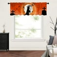 thumbnail image 3 of Halloween Fall Kitchen Decor Curtains, Spider/Spider Web/Spooky/Bats Printed Short Tier Curtains for Kitchen Cafe Small Half Window Curtains for Bathroom, 54 X 18 Inch, 3 of 6
