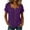 Dark Purple, variant on Women's Button down Shirt Cotton Square Neckline Solid Color Double Layer Wrinkle Shirt Plaid Blouses Short Sleeve Summer Tunic Tops White S