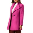 thumbnail image 5 of INSPIRE CHIC Women's Classic Stand Collar Long Sleeve Winter Belted Long Coat S Fuchsia, 5 of 9