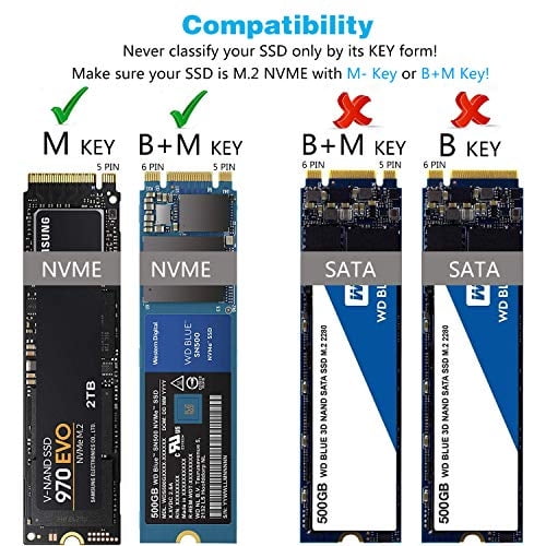 FIDECO M.2 NVME USB C SSD Adaptador de Caja, USB 3.1 Gen 2 10Gbps a NV