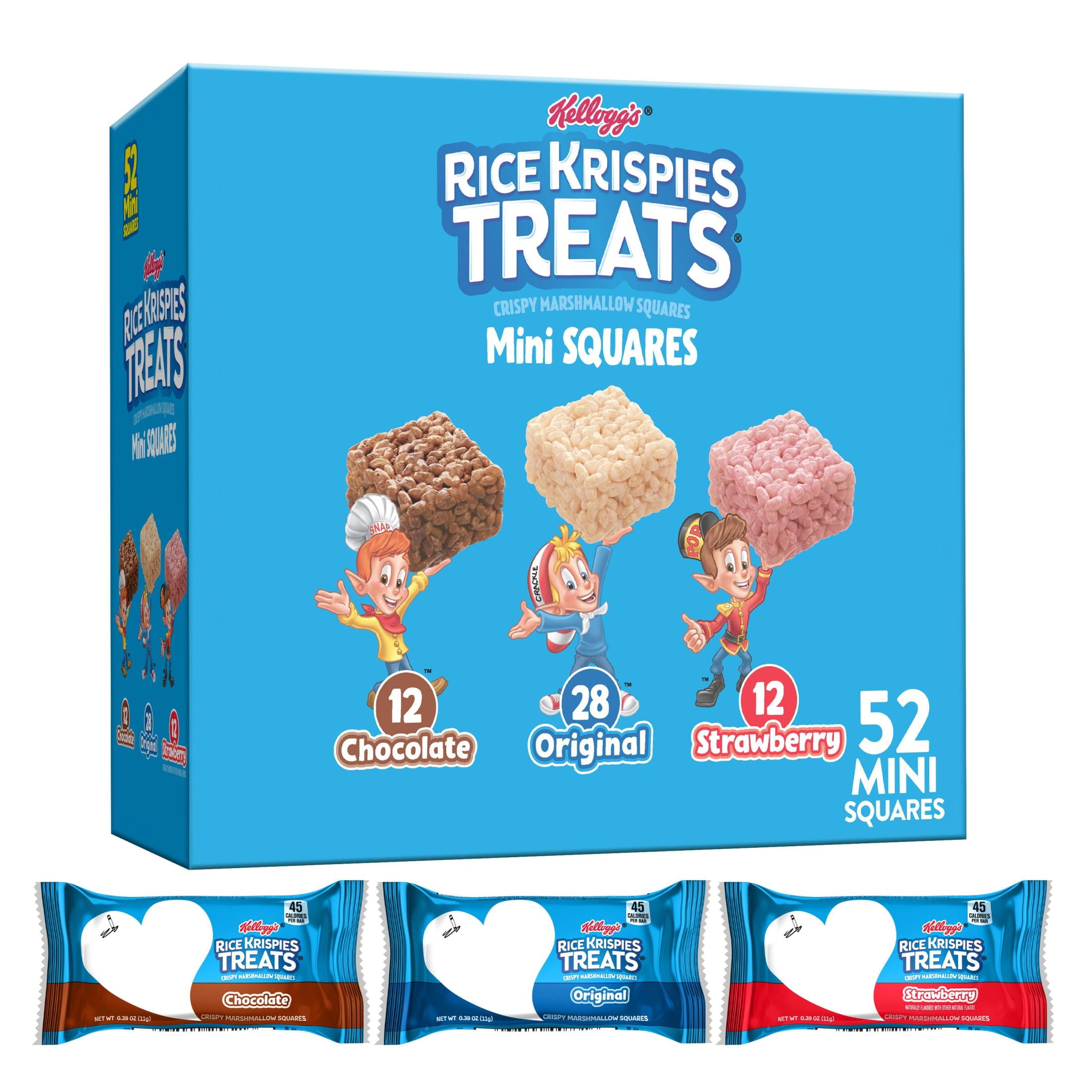 Rice Krispies Treats Variety Pack Chewy Mini Crispy Marshmallow Squares, Ready-to-Eat, Kids Snacks, 20.1 oz, 52 Count