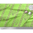 thumbnail image 3 of Soimoi Green Silk Fabric Stripe,Leaves & Dream Catcher Home Decor Printed Craft Fabric by the Yard 42 Inch Wide, 3 of 3
