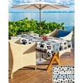 thumbnail image 5 of nqOlkjepod Blue Beige Paw Print Outdoor Tablecloth with Umbrella Hole & Zipper, Vintage Farmhouse Country Wooden Grain Rectangle Table Cover 54x80 Inch, Waterproof Table Cloth Protector for Patio, 5 of 7
