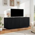 thumbnail image 4 of 64" Buffet Sideboard Cabinet with Storage, Modern Wooden Fluted Accent Credenza with Adjustable Shelves, Black, 4 of 8