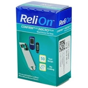 ReliOn تأكيد شرائط اختبار الجلوكوز في الدم الصغير ، 50 Count