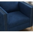 thumbnail image 5 of Modern Accent Armchair with Rivet Design, Button Tufted Upholstered Reading Chair with Thick Cushion & Metal Golden Legs, Fabric Club Chair for Living Room, Bedroom & Office, Navy Blue, 5 of 6