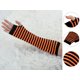 thumbnail image 2 of Mujeres Invierno Raya Patrón Codo Longitud Sin dedos Thumbhole Calentadores de brazo Guantes largos naranja talla única, 2 of 6