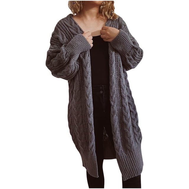 jsaierl Women's Oversized Open Front Long Cardigan Sweaters Cable Knit Long Sleeve Duster Cardigans Outwear Coats