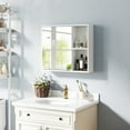 thumbnail image 2 of Gymax Bathroom Medicine Cabinet Wall Mounted Storage Organizer w/ Single Mirror Door White, 2 of 10