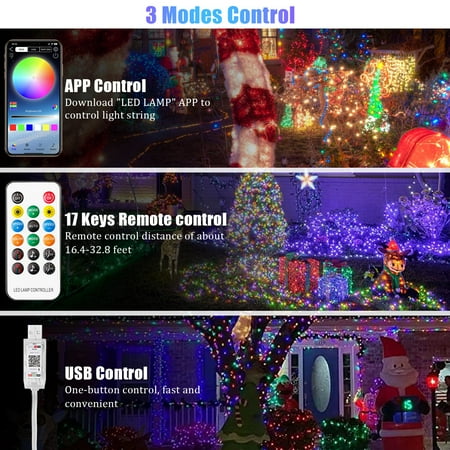 

Innens String Lights Smart RGB Color Changing 33FT 100LED Lights with Remote APP Control for Christmas Party Patio Home