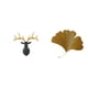 thumbnail image 1 of Escultura de pared bohemia de cabeza de ciervo en resina y hojas de ginkgo en hierro forjado. Decoración artística para pared, ideal para oficina,, 1 of 8