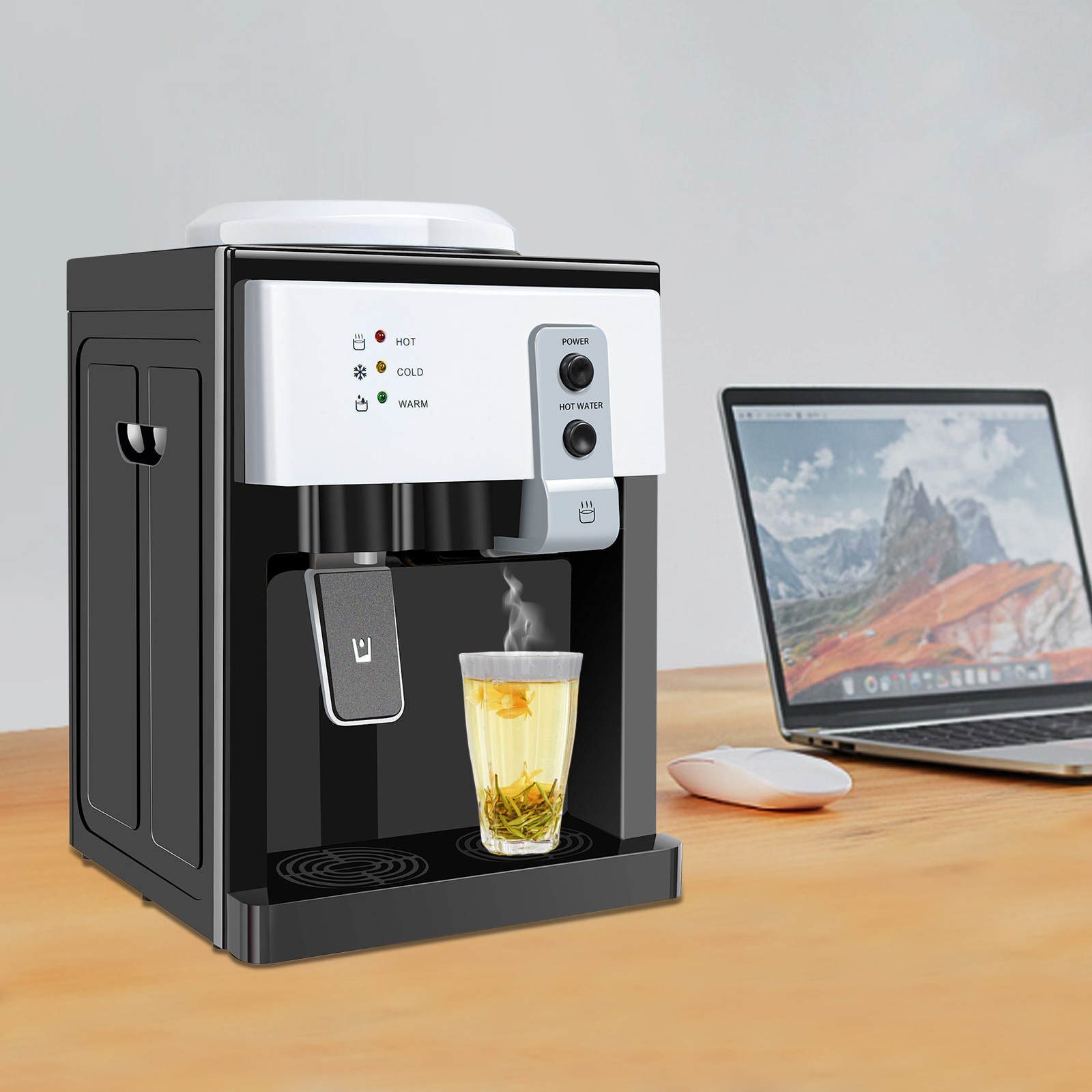 27*24*37cm 500W Top Loading Countertop Water Cooler Dispenser Hot&Cold Water Drinking Machine with Indicator Lights