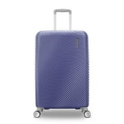American Tourister Color Waves Medium Checked Expandable Luggage Suitcase with Spinner Wheels, Dusk Purple