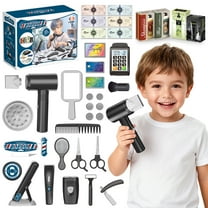 FLOOYES Kids Hair Salon Toy Set, Pretend Play Stylist Shave Accessories for Boys 3-12 Age Birthday Gift
