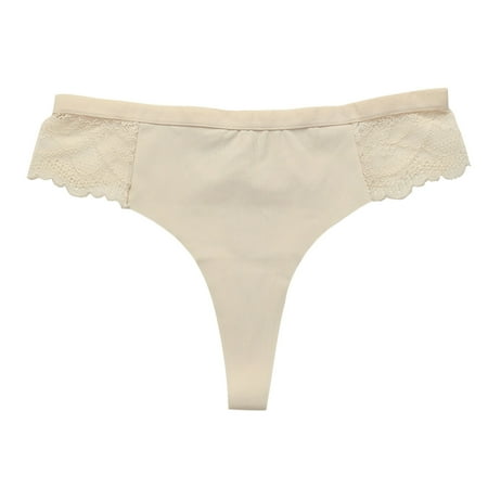 

Kddylitq Lace Women s Thong Low Rise Seamless Breathable Panties Beige S