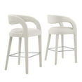 thumbnail image 2 of Modway Pinnacle 30" Upholstered Fabric Bar Stool in Ivory/Silver (Set of 2), 2 of 10