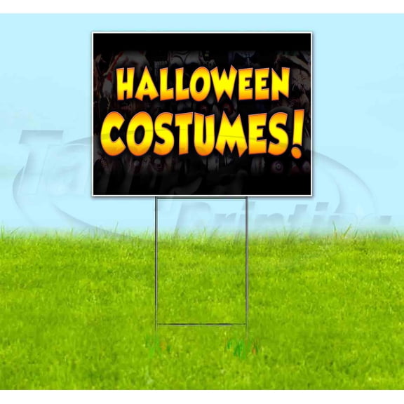 Halloween Costumes V1 (18" x 24") Yard Sign, Includes Metal Step Stake