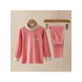 thumbnail image 3 of Yhong Thermal Underwear Set for Boys Girls Fleece Lined Sleepwear Long John Homewear Base Layer Top Pink 140, 3 of 5
