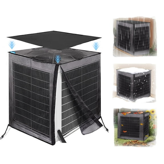Bigking Air Conditioner Cover for Outside Unit, All Seasons Full Mesh Air Conditioner Cover with Detachable Waterproof Top, Outdoor AC Covers Against Cottonwood, Leaves, Debris (28" x 28" x 32")