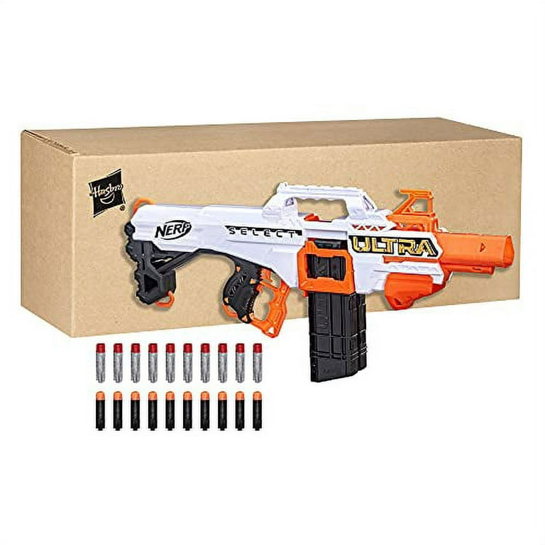 Nerf Ultra Select Fully Motorized Blaster, Fire for Distance or Accuracy, Includes Clips and Darts, Outdoor Games and Toys, Automatic Electric Full
