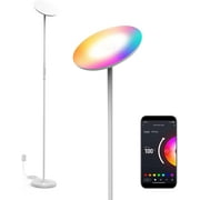 SUNTHIN Smart Floor Lamp, WiFi Standing Lamp Compatible with Alexa & Google Home, 24W RGBW LED Dimmable Torchiere Lamp for Bedroom, Living Room, Office, Reading Room