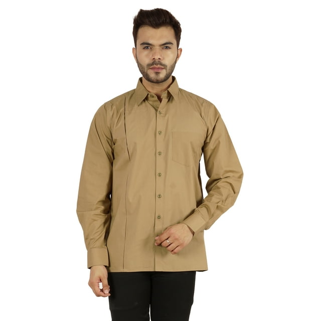 Bestman Solid Formal Button Down Shirt For Men Long Sleeve With Patch Pocket Business Wear