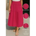 thumbnail image 2 of OHHSHEEN Women’s Pink Maxi Skirt with Smocked Waist – Tiered Ankle-Length Flowy Skirt for Summer, Lightweight Boho Skirts for Women, 2 of 5