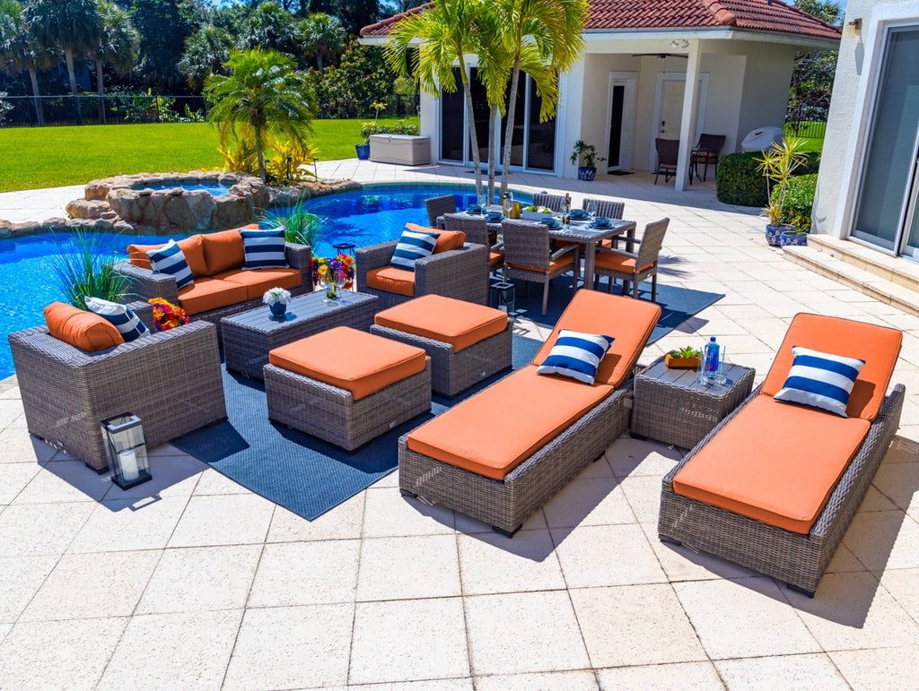 Tuscany 16-Piece Resin Wicker Outdoor Patio Furniture Combination Set ...